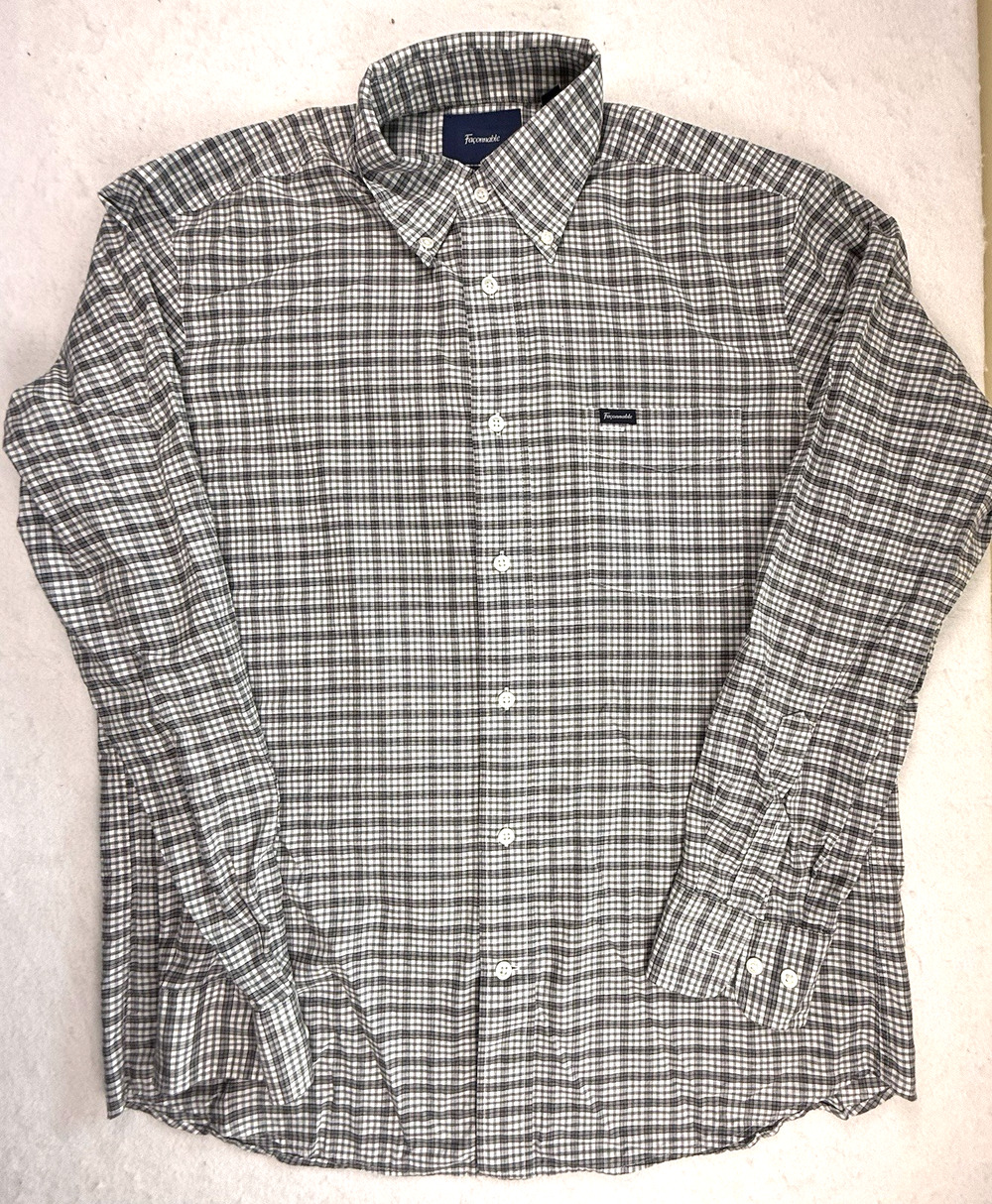 Faconnable men shirt med gray plaid classique Classic Preppy Designer